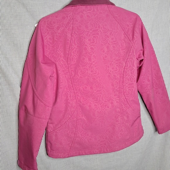 Double Diamond Pink Rose Print Softshell Fleece Lined Jacket Women's Size S - Picture 3 of 8